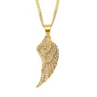 Wholesale New Fashion Hip Hop Jewelry Angle Wing Necklace L Stainless Steel Gold Plated Rhinestone Necklace for Men Women NL
