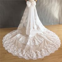 Wholesale New Arrival Three Layers Removable Cathedral Train for Wedding Dresses Bridal Gowns Accessories Appliques Bowknot Beaded Sequins M Long