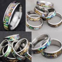 Wholesale 36PCS Natural Shellfish Abalone Shell Inlay L Stainless Steel Quality Rings mm Width Retro Wedding Engagement Pupular Ring