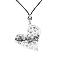 Wholesale 1pcs Antique Silver Large Abstract Charms Heart Pendant Collar Black Faux Suede Leather Rope Chain Necklace Jewelry