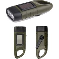 Wholesale Mini Emergency Hand Crank Dynamo Solar Flashlight Rechargeable LED Light Lamp Charging Powerful Torch For Outdoor Camping