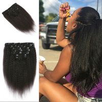 Wholesale 7pcs set inch Natural Color Kinky Straight Clip In Hair Extensions Virgin Human Hair For Black Women FDSHINE HAIR