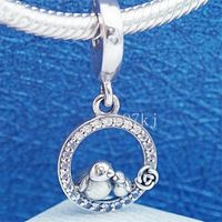 Wholesale 2018 Mother s Day Sterling Silver Mother and Baby Bird Hanging Charm Bead Fits European Pandora Jewelry Bracelets Necklaces Pendants