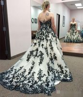 Wholesale Vintage Gothic Black and White Wedding Dresses Plus Size Strapless Sweep Train Corset Country Western Cowgirl Wedding Gown