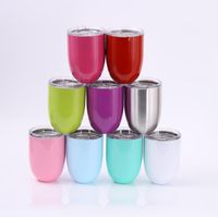 Wholesale 10oz egg cups Wine Glasses stemless wine cup Stainless Steel Beer Coffee mugs Double Wall Vacuum Insulated Mugs With Clear Lids