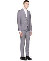 Wholesale custom made Personality gray lapel Slim thin men s high end suit suitable for wedding groom groomsmen dress suit jacket pants vest