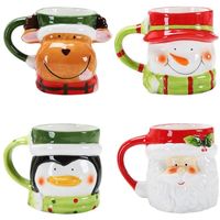 Wholesale 380ml D Christmas Ceramic Mugs Santa Claus Snowman Penguin Elk Shape Coffee Milk Mugs Funny Mug Cute Cartoon Coffee Tea Cup