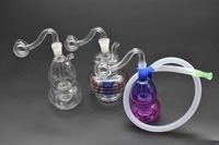 Wholesale Hot Nano Rig Mini Glass Bongs Oil Rig Dabs Glass Water Pipes Rig Fab colorful Bongs small Hookahs with silicone hose