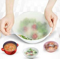 Wholesale 4pcs set Reusable Silicone Food Wraps Silicone Stretch Lids Fresh Silicone Cling Film Seal Cover Kitchen Tool