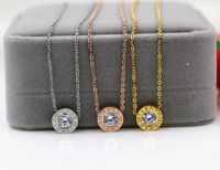 Wholesale Exclusive real shot fashion diamond necklace fashion double sided letter round Roman Roman numerals necklace