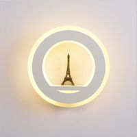Wholesale 19W LED Wall Light AC85 V Wall Mouted Paris Tower Wall Lamp Acrylic Round Indoor Decorative Lamp for Bedroom Study Foyer
