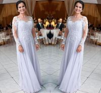 Wholesale Chiffon Long Mother Dresses For Weddings Lace Appliques Sequined Long Sleeves Mother of Bride Groom Dress Plus Size Mother Dresses BA9248