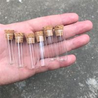 Wholesale 2 ml Small Glass Storage Bottle With Cork Stopper Display Spices Food Saffron Jars Container Transparent Vials Jars