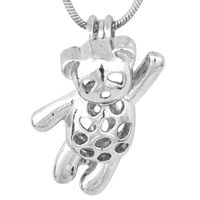 Wholesale Lovely Teddy Bear shape Silver Plated Cage Pendant For DIY Wish Love Charms Pendant DIY Jewelry Good Gift Women P88