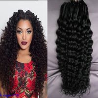 Wholesale Deep Curly Gram Per Package Micro Bead Link Human Hair Extensions g strand Micro Loop Ring Hair Extensions Remy Hair Extension Set