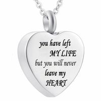Wholesale Heart Silver Urn Necklaces Memorial Cremation Ashes Holder Keepsake Pendant Stainless Steel Jewelry