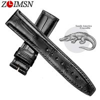 Wholesale ZLIMSN Black Alligator Leather Watch Band Strap Men Women Luxury Crocodile Leather Watchband mm mm Can be Customized Size