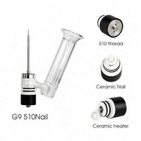 Wholesale Portable nail dab rig vaporizer nail with glass attachment quartz glass cup ceramic heating base wax dry herb smoking e cig kit