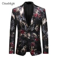 Wholesale Cloudstye Male Suit Jackets Men Fashion d Print Blazer Skull D Print Both Sides Hip Hop Costumes Clothing Plus Size XL