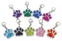 Wholesale 20pcs Bling dog bear paw footprint with lobster clasp hang pendant charms fit for diy keychains necklace fashion jewelrys