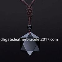 Wholesale 5Pcs Amulet Star of David Pendant Necklace Black Obsidian Crystal Pendants Natural Stone Hexagram Star Pendant Necklace with Adjustable Cord