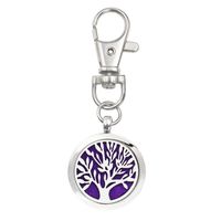 Wholesale Tree of life Key Chain Essential Oil Aroma Diffuser Perfume Locket with Lobster clasp Keychain keyring Pads color randomly K64 K73