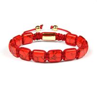 Wholesale New Design Howlite Square Mens Bracelets Colors x10mm Man made Howlite Flat Stone Beads Braided Bracelet