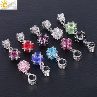 Wholesale CSJA Clear Cubic Zircon Beads Charms Ball Shape Dangle Colorful Crystal Spacer Loose Bead for Bracelets Pulsera Diy Jewelry Accessories F369