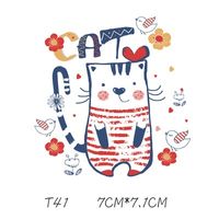 Wholesale Sewing Notions Tools Kid Patches Lovely Cartoon Cat Sticker DIY Stickers For T Shirt Funny Iron on Transfers Clothes