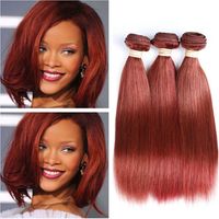 Wholesale Virgin Brazilian Auburn Human Hair Weaves Straight Color Reddish Brown Virgin Remy Human Hair Bundles Deals Double Wefts