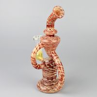 Wholesale Stripe Glass water pipes Chinese style Oil Rig double recycler glass bong with inches mm female Joint