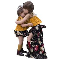 Wholesale AiLe Rabbit Girls Clothing Sets Summer Matching Outfits Little Sister Big Sister Condole Belt Floral Tops Bloomers Skirt Shorts Pieces