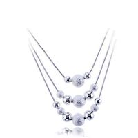 Wholesale Fashion Elegant Ladies Necklace Small Ball Pendant Long Necklace Mulit Chain Silver Plated Jewelry Loving Gift