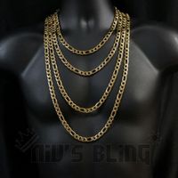 Wholesale 18K IP Gold Plated Solid FIGARO CHAIN L Stainless Steel Men s Link Necklace Need more necklaces better prices give me information
