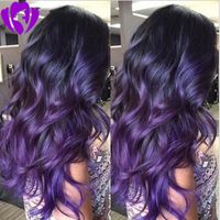 Hotsell Purple Body Wave Synthetic Lace Front Wig Ombre Lace Wig Natural Look Purple Heat Resistant Fiber Hair For White And Black Woman
