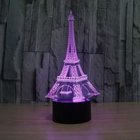 Wholesale Eiffel Tower D Illusion LED Night Light Color Change Touch Switch Table Lamp Home Decor Acrylic Light Fixtures T56