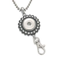 Wholesale Hot Sale Flower KeyRing Crystal mm Snap Button Necklace Pendant Interchangeable Keychain Charm Jewelry Women Gift