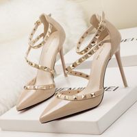 Wholesale 10CM Heels high Rivet Shallow mouth Women shoes Elegant Hollow out Sandals Sexy Nightclub Shoes Party shoes