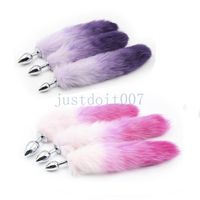 Wholesale Sexy Funny Butt Plug Anal Insert Stainless Steel Fox Fur Tail fluffy PET Cosplay R98