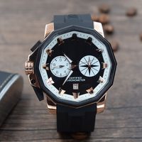Wholesale Sport C M Admiral s Cup Mens watches Quartz multifunction chronograph Rose gold black pointer Small dial work rubber strap Wrist Watch