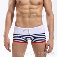 Wholesale 2020 Newest mens swim wear sexy white striped swim trunks seobean men swimwear male slim swimsuit summer board shorts bath suit