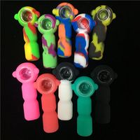 Wholesale 2018 new small silicone bong with cheap price small silicone style bong with color water pipe with Built in One Hole glass bowl