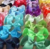 Wholesale 20PCS inch Hair bow WITH Elastic Band Ponytail Hair Holder Kids Girl head accessories Elastic Loop Bobble School Dancing bows