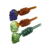 Wholesale Chinafairprice Y143 Smoking Pipe About Inches Colorful Skull Bowl Twisted Tube Oil Burner Glass Hand Pipes