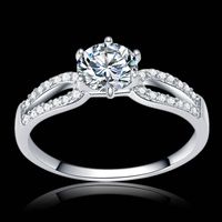 Wholesale new style top quality Crystal Zirconia CZ Rings double row rhinestone for women K white gold plated silver color eternal Wedding Rings