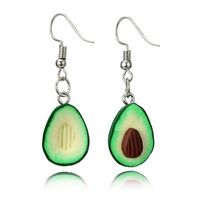 Wholesale Avocado Necklaces Sliver Plated Polymer Avocado Earrings Heart Coupling Silver Metal Chokers Fish Hook Nut Heart Earrings
