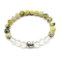 Wholesale SN1258 New Design Yellow Howlite Bracelet High Quality Matte Clear Crystal Buddha Bracelet Yoga Mala Beads Jewelry