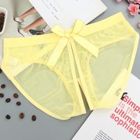 Wholesale Women Open Crotch Underwear sexy panties seethrough bow Briefs Female Mesh intimates Charmming Low bragas n