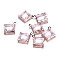 Wholesale 100PCS X9mm Small Square Cube Rhinestones Crystal Charms Silver Rose Gold Color DIY Jewelry Making Accessories Findings
