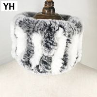Wholesale 2018 Winter Women Handmade Stretch Real Rex Fur Scarf Knit Genuine Rex Rabbit Fur Headbands Girls Natural Fur Ring Scarves S18101904